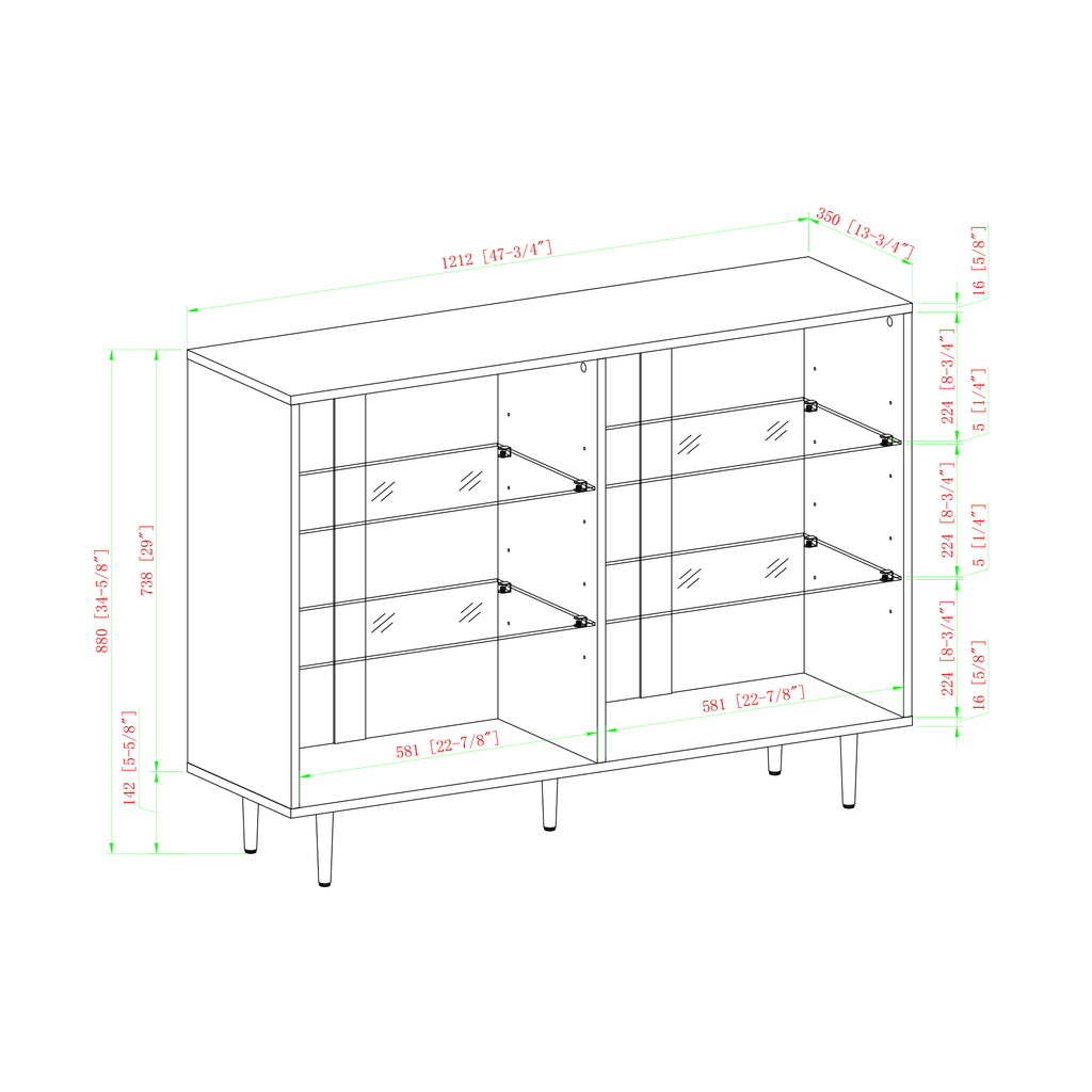 Slate Grey Mid Century Modern Bookcase P97924