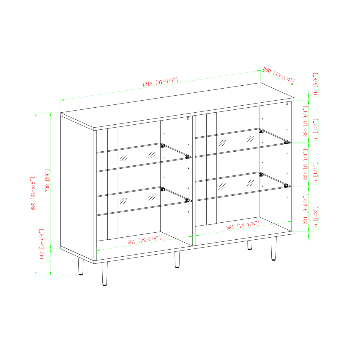 Slate Grey Mid Century Modern Bookcase P97924