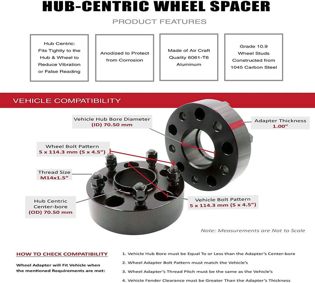 Set of 2 Billet Aluminum Wheel Adapters 20mm Thick U765095