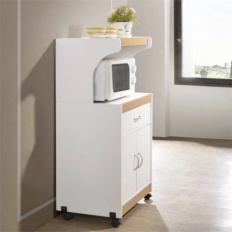 White Microwave Kitchen Cart I968995