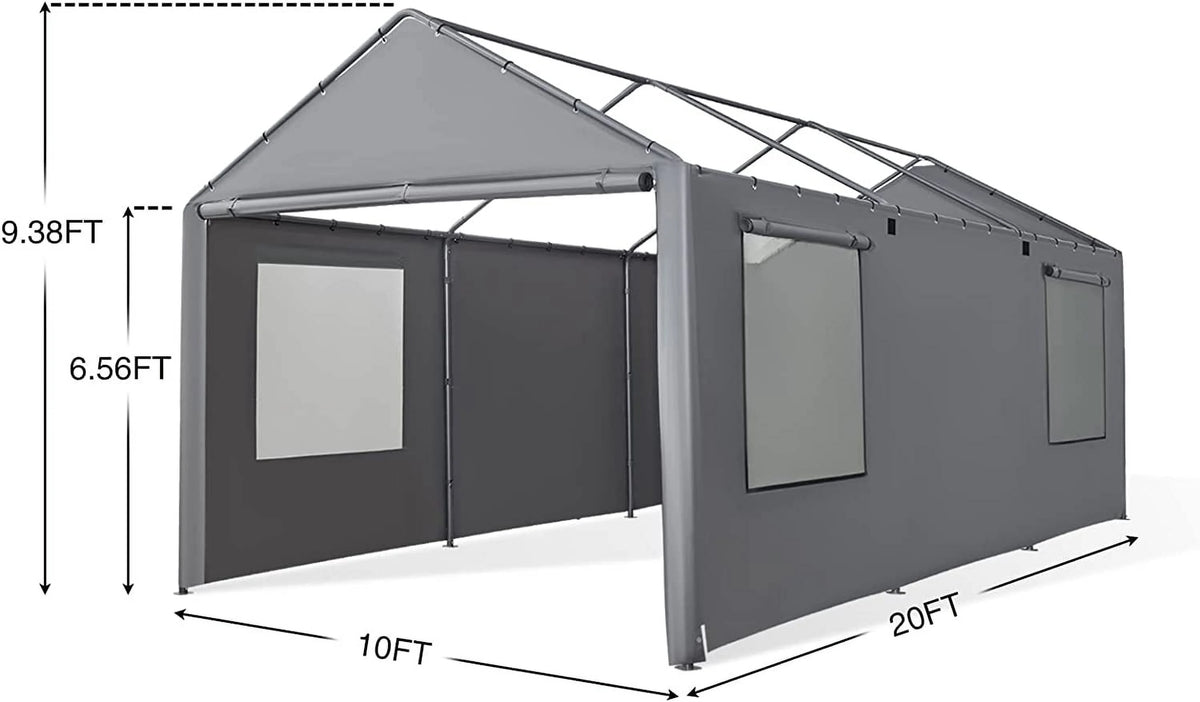 Gray 180G Waterproof UV Protected Replacement Sidewall for 12' x 20' Carport Frame C75708
