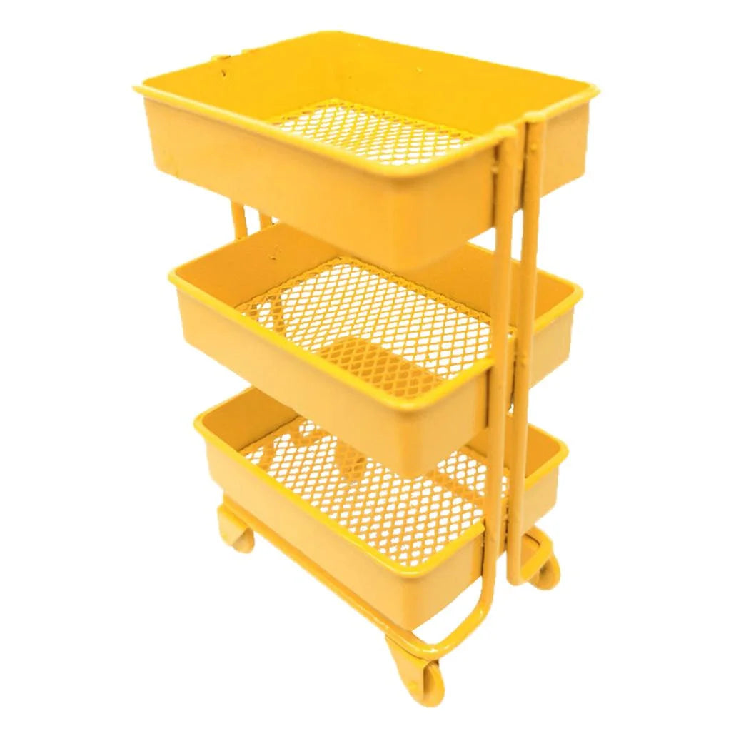 Yellow Metal Storage Shelf with Dollhouse Furniture Decor Y76793