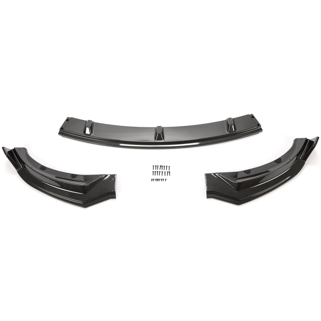 Carbon Fiber Printing Front Bumper Lower Lip Splitter Kit 3PCS D8060