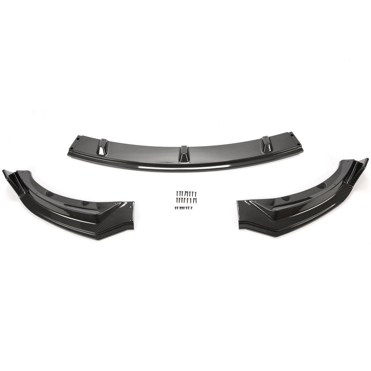 Carbon Fiber Printing Front Bumper Lower Lip Splitter Kit 3PCS D8060