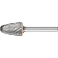 Tough Carbide Bur, Tree Shape Radius End, Dbl Cut 3R, 5/8x22 x 1x22 x 1/4x22 Shank E109