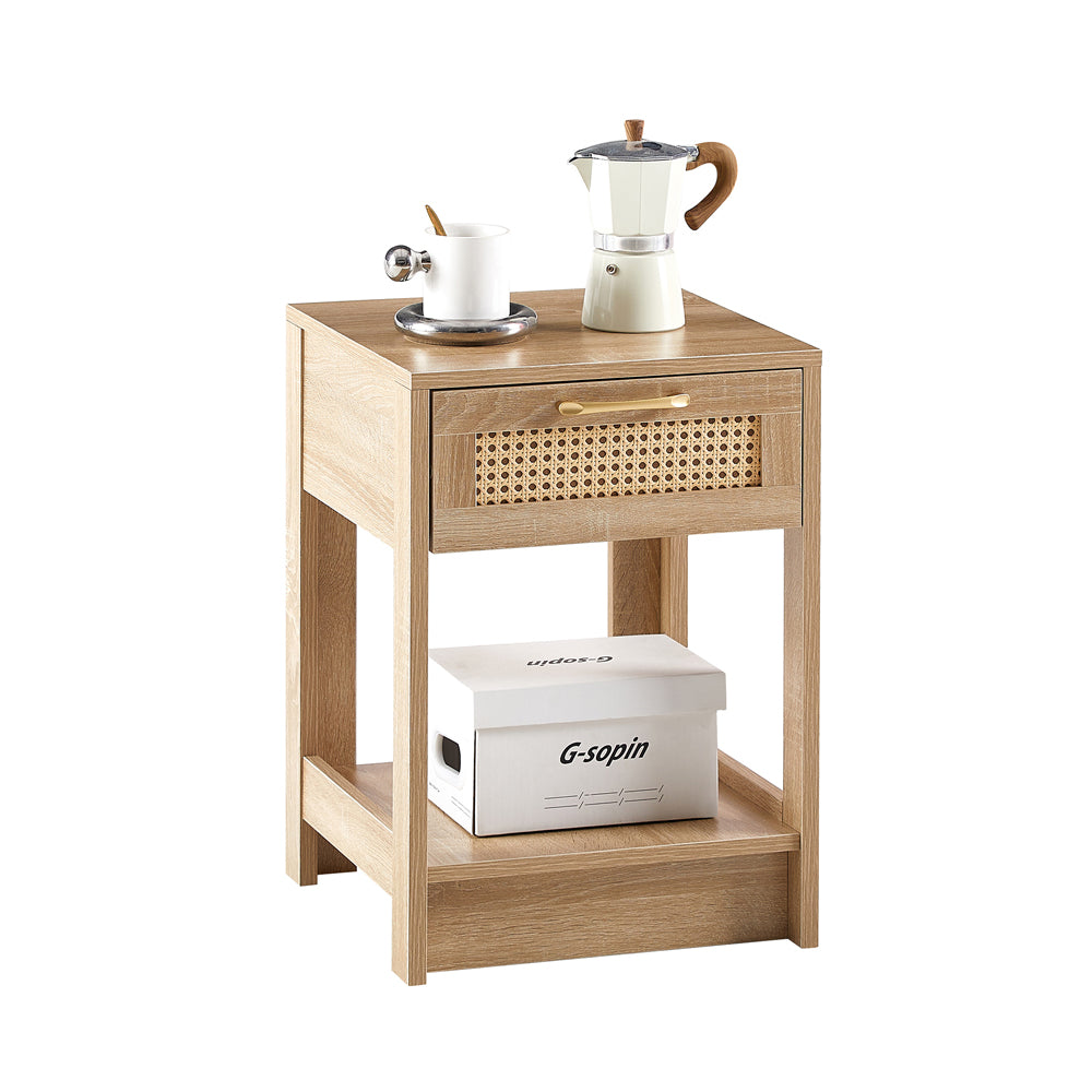 Rattan Nightstand with Drawer and Shelf C2527