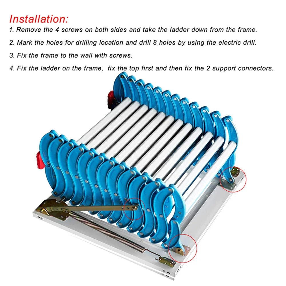 Blue Retractable Folding Attic Ladder B20206