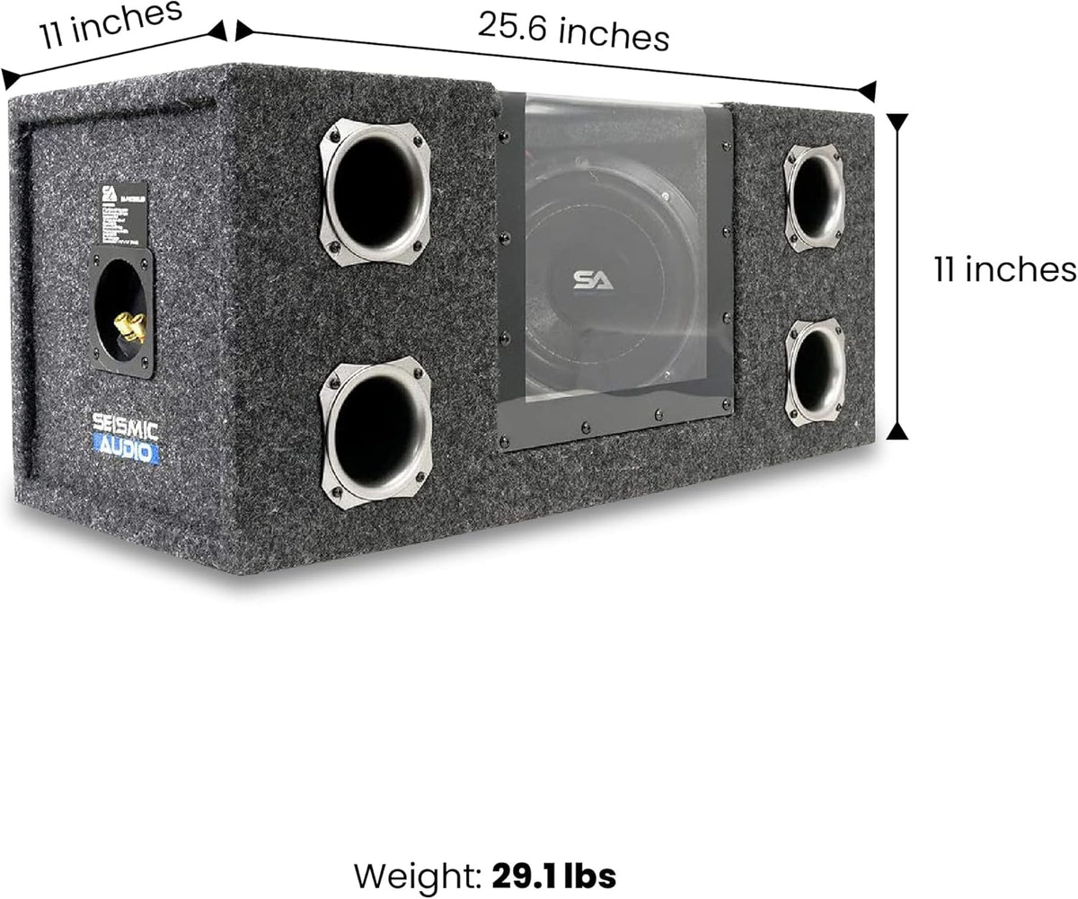 Dual 8 Inch 800 Watt Car Audio Subwoofer Box with LED Lights & Plexiglass Window W764890