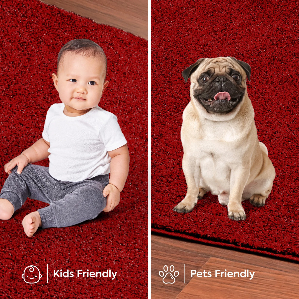 Red Plush Solid Color Runner Rug I620231