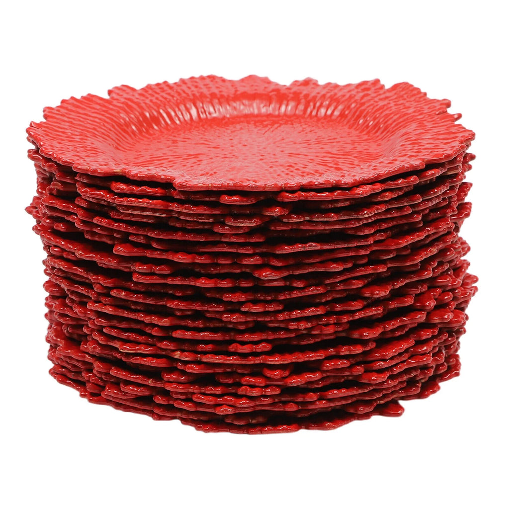 Red 24 Pcs Round Plastic Charger Plates W499