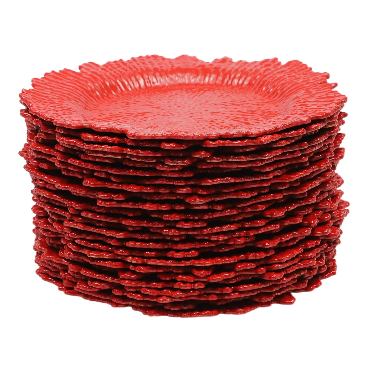 Red 24 Pcs Round Plastic Charger Plates W499