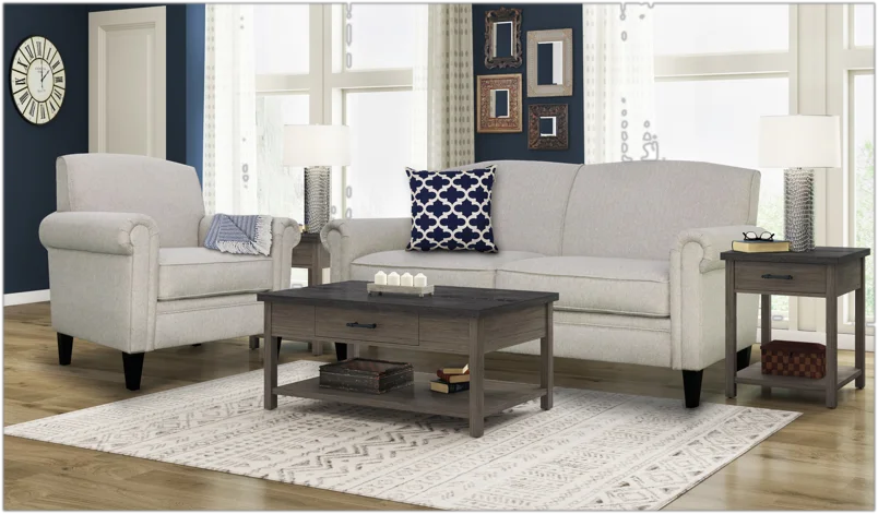 Gray Upholstered Rolled Arm Accent Armchair H42992