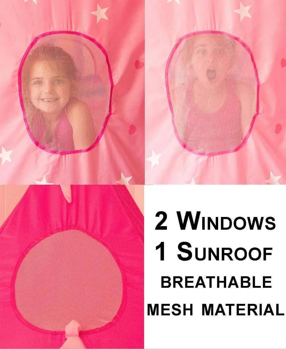 5-Piece Princess Castle Play Tent with Glow in The Dark Stars & Butterfly Dress Up Costume C797496