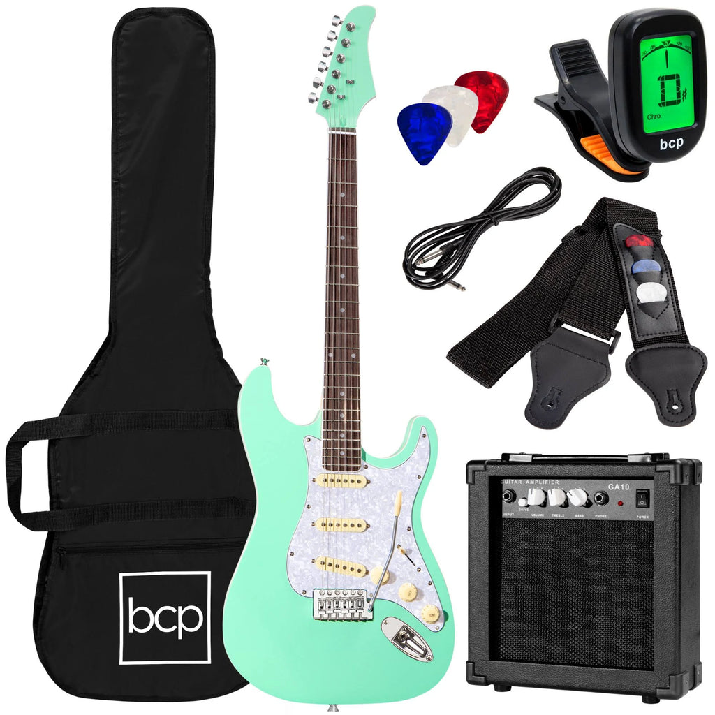 Full Size Beginner Electric Guitar Kit with Case, Strap, Amp, Whammy Bar M40444