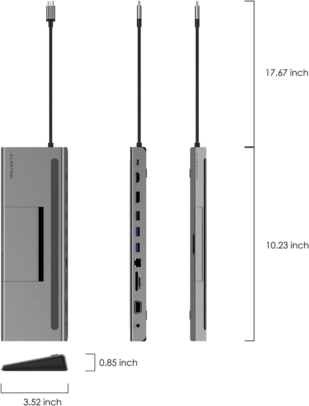 USB C Docking Station with 100W PD, 4K HDMI, DisplayPort, VGA, Ethernet, Card Reader, USB 3.0, USB 2.0, Aux Adapter L197