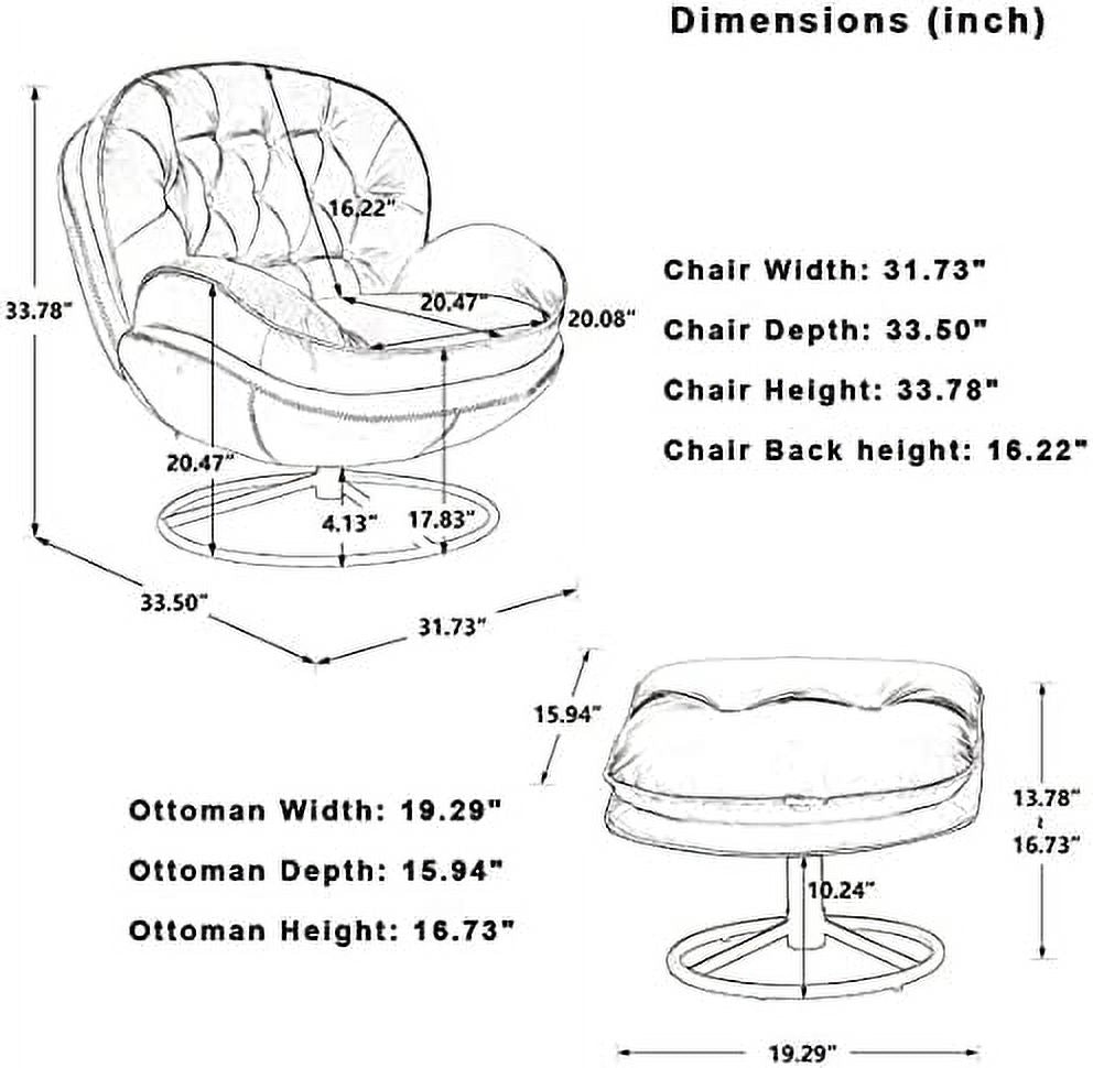 Velvet Swivel Accent Chair with Ottoman Set U78453