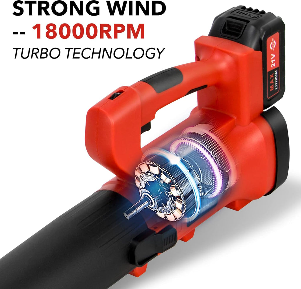 Cordless Handheld Leaf Blower 400CFM 6-Speed 150 MPH with 4.0Ah Battery & Charger Q9195