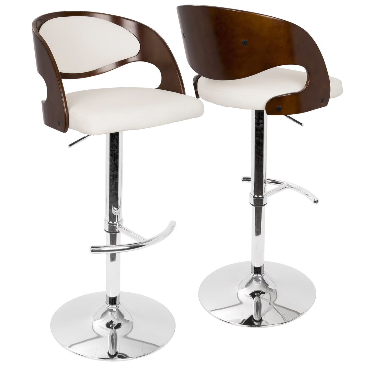 Cherry and White Faux Leather Adjustable Swivel Barstool P1956