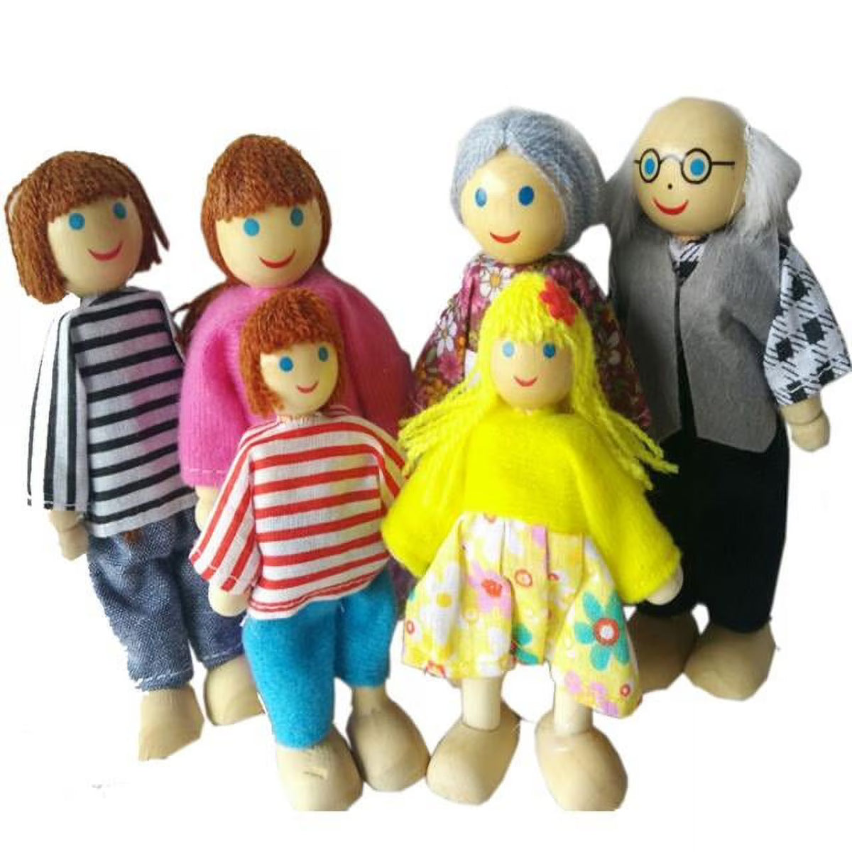 6 Pcs Wooden Dollhouse Family Set Mini People Figures G937