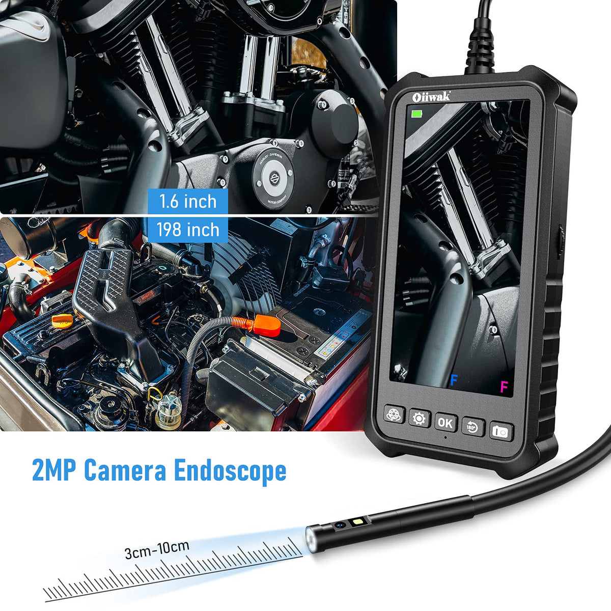 Dual Lens Endoscope Camera 1080P 5.18 IPS Screen 5mm IP67 Waterproof Snake Camera with 7 LED Lights 32GB Card 16.5FT S62775