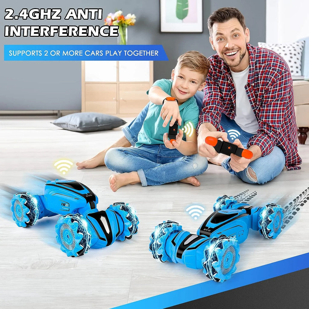 Blue 2.4Ghz Rechargeable RC Stunt Car Q3483
