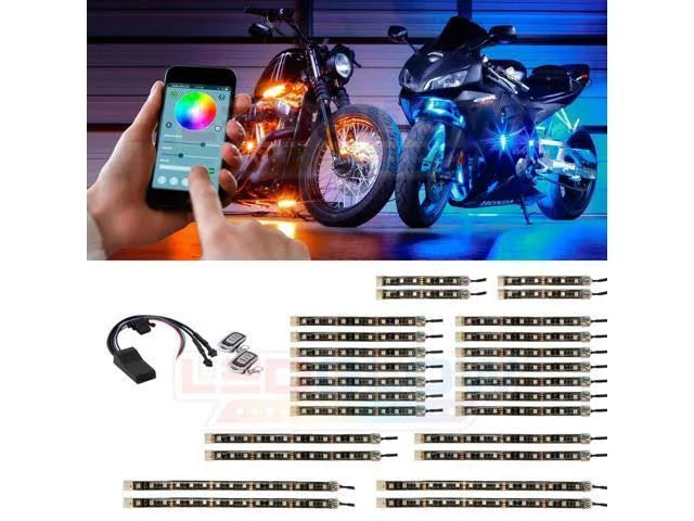 26pc SMD LED Motorcycle Light Kit with Smartphone Control F814