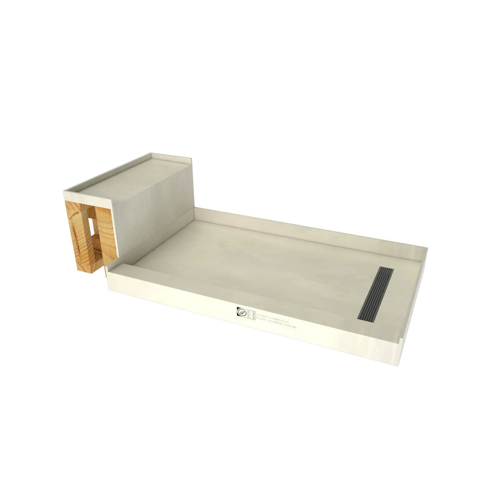 Brushed Ni Rectangular Shower Base with Right Drain T7989