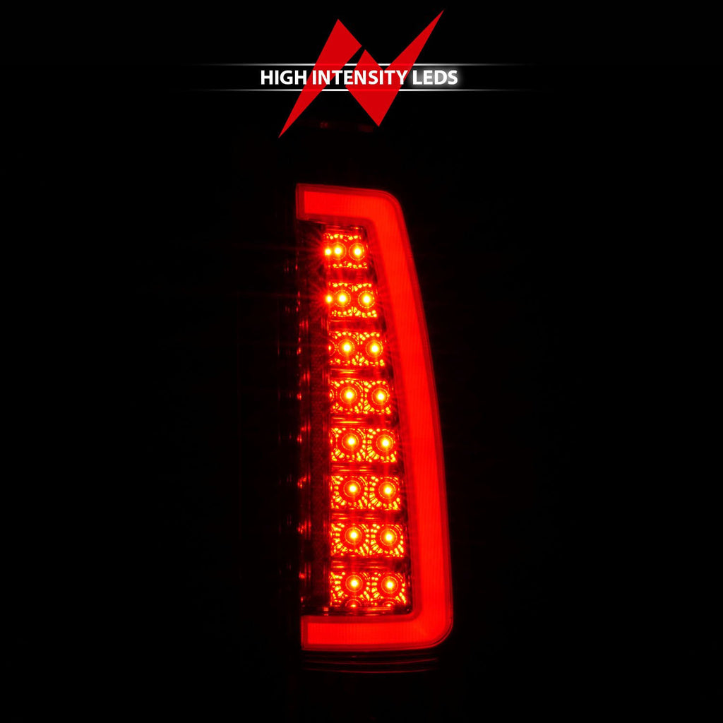 LED Tail Light Assembly Pair with Chrome Housing and Red/Clear Lens W1397