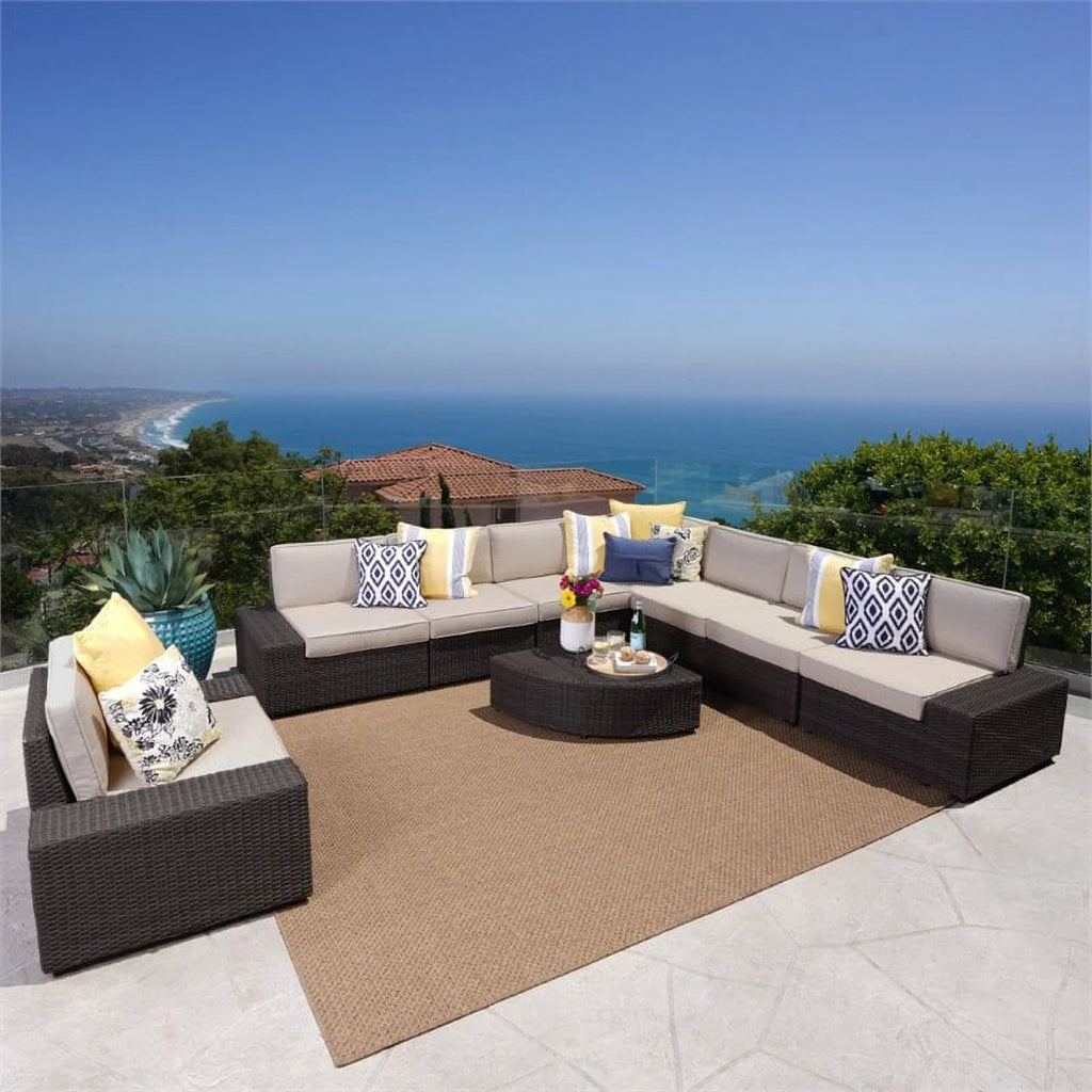 9 Piece Outdoor Wicker Sectional Sofa Set F50204