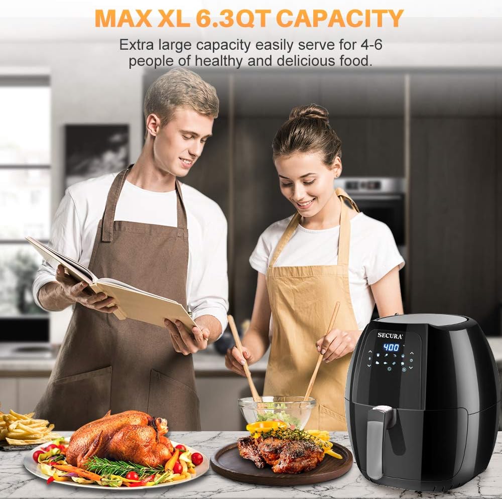 Open Box 6.3Qt 1700W 10-in-1 Digital Hot Air Fryer - BLACK Z763