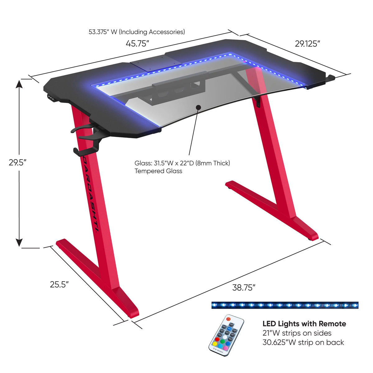 Ruby Red Gaming Desk Z11050