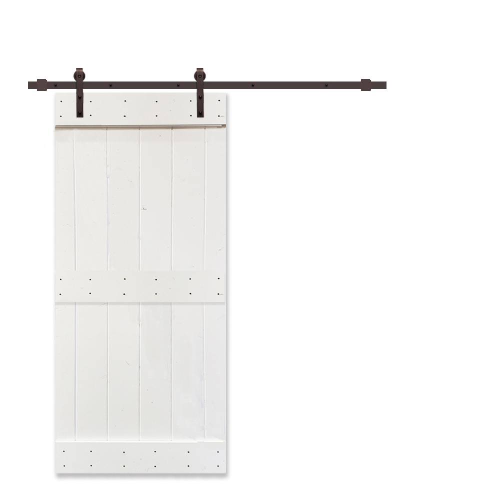 White Stained 2 Panel Barn Door with Sliding Hardware J136086