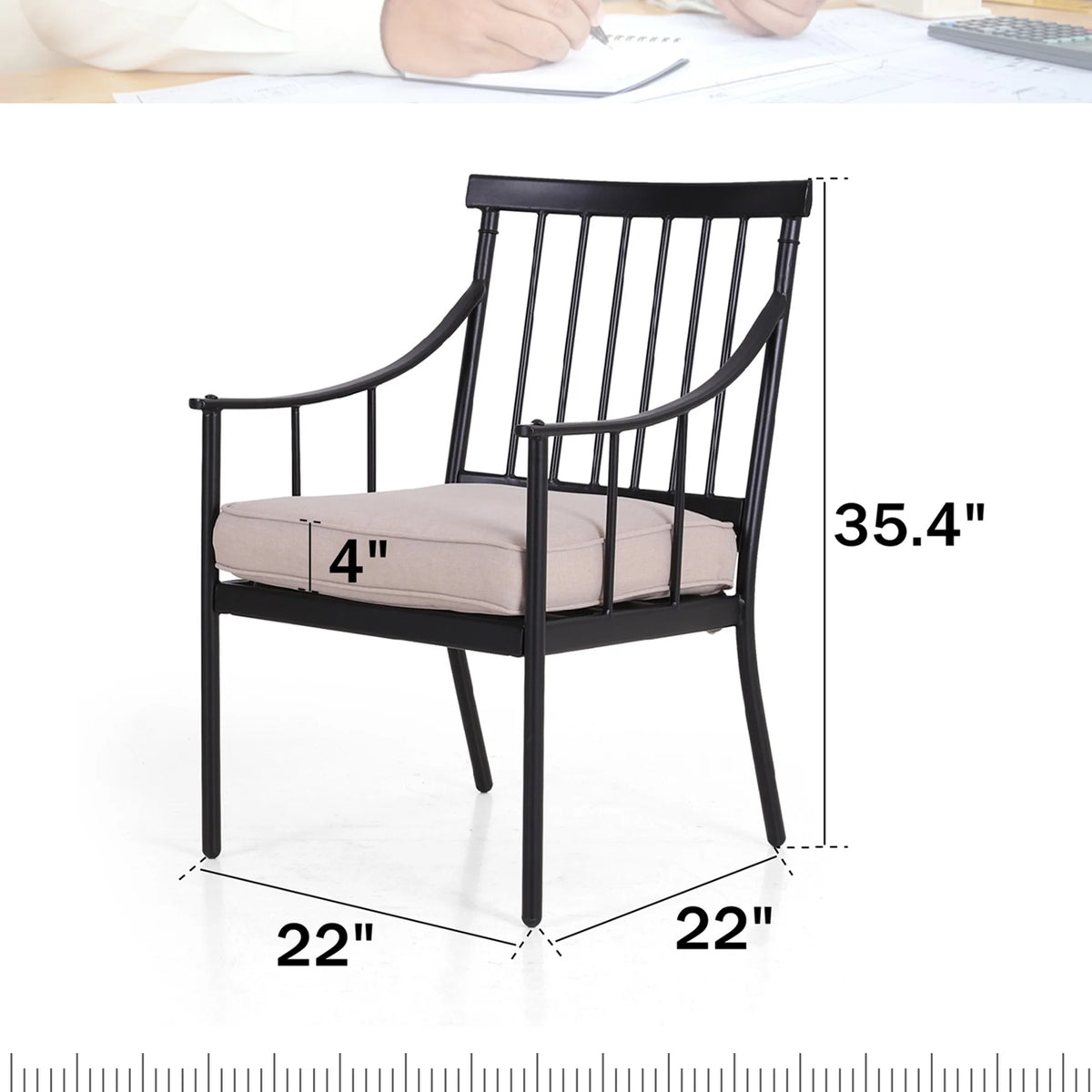 5-Piece Outdoor Dining Set with Cushioned Armchairs & Square Table A561028