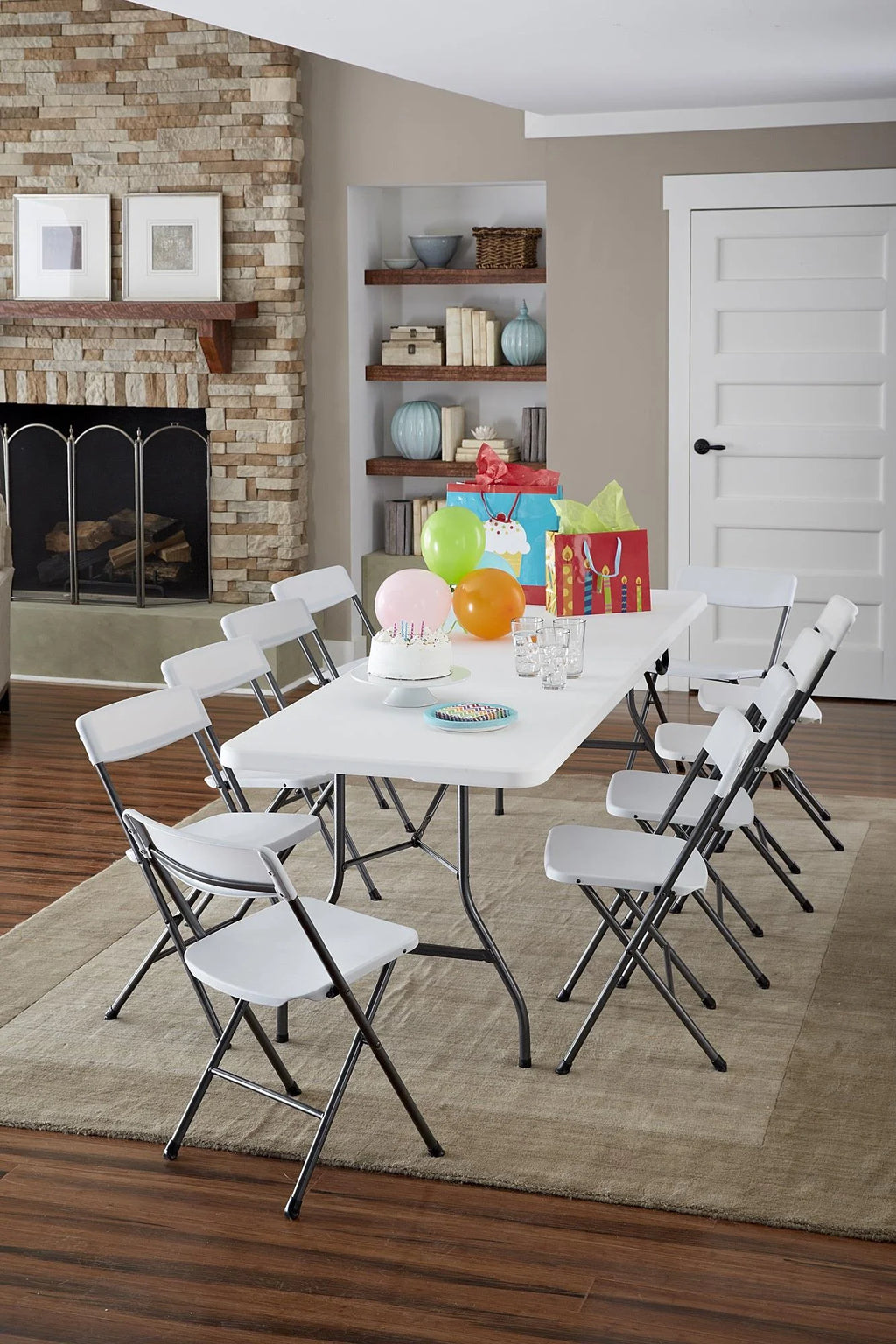 White Fold-in-Half Blow Molded Folding Table V266891