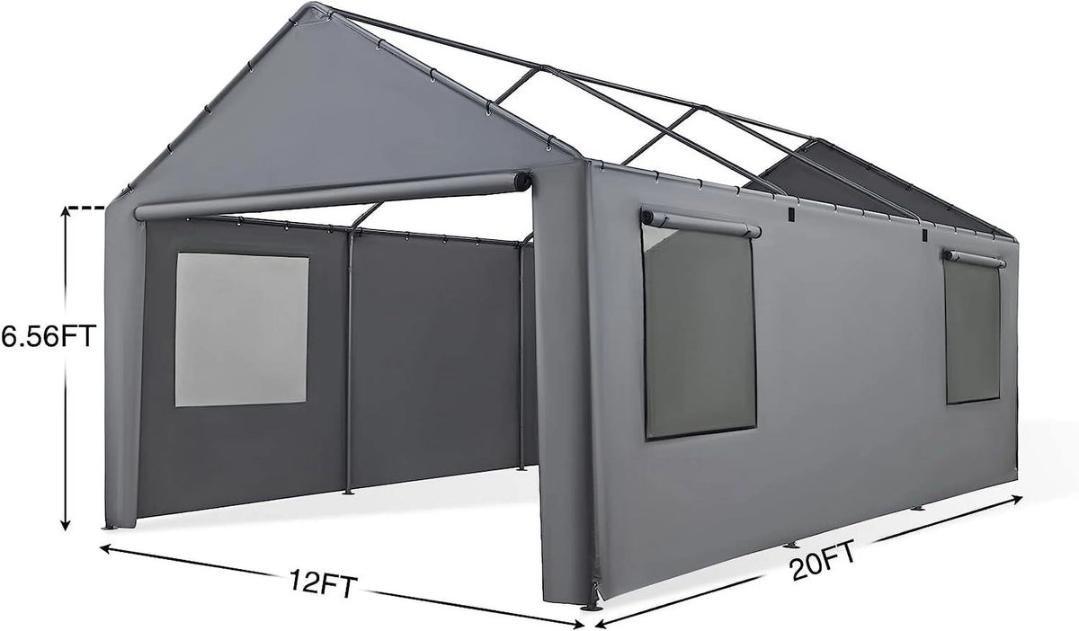 Gray 180G Waterproof UV Protected Replacement Sidewall for 12' x 20' Carport Frame C75708