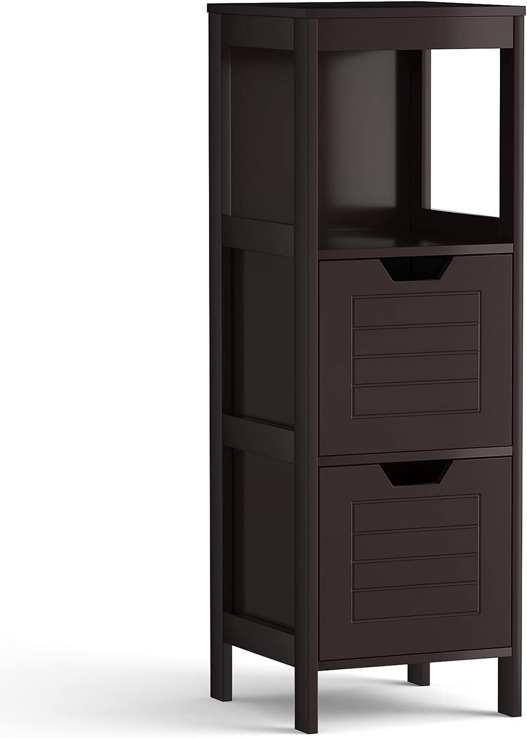 Grey Wooden Bathroom Floor Cabinet with 2 Adjustable Drawers S816218