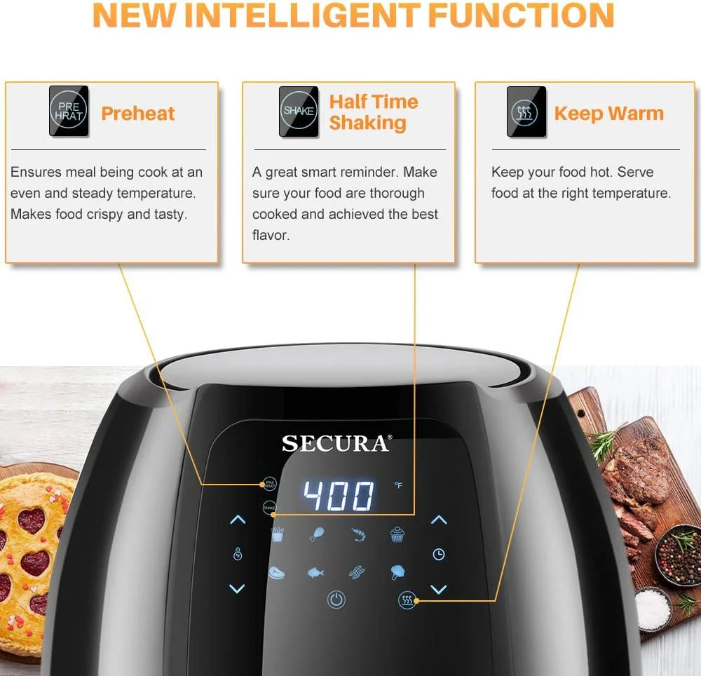 Open Box 6.3Qt 1700W 10-in-1 Digital Hot Air Fryer - BLACK Z763