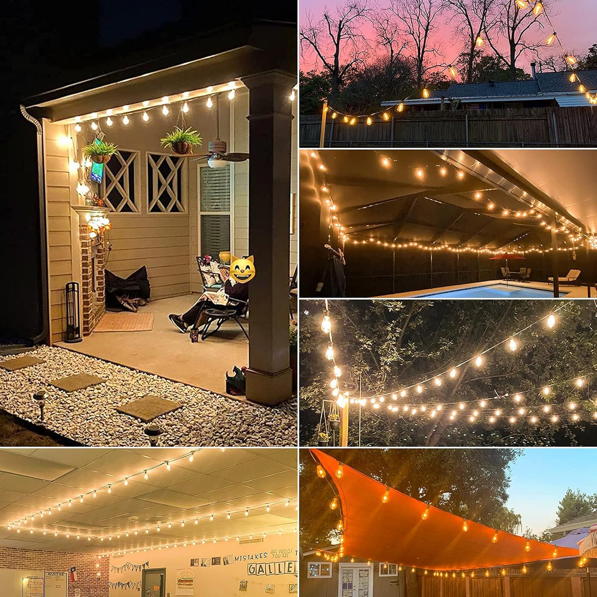 60FT 2 Pack Outdoor String Lights LED Patio Lights Waterproof with 32 Large Vintage Bulbs B73513