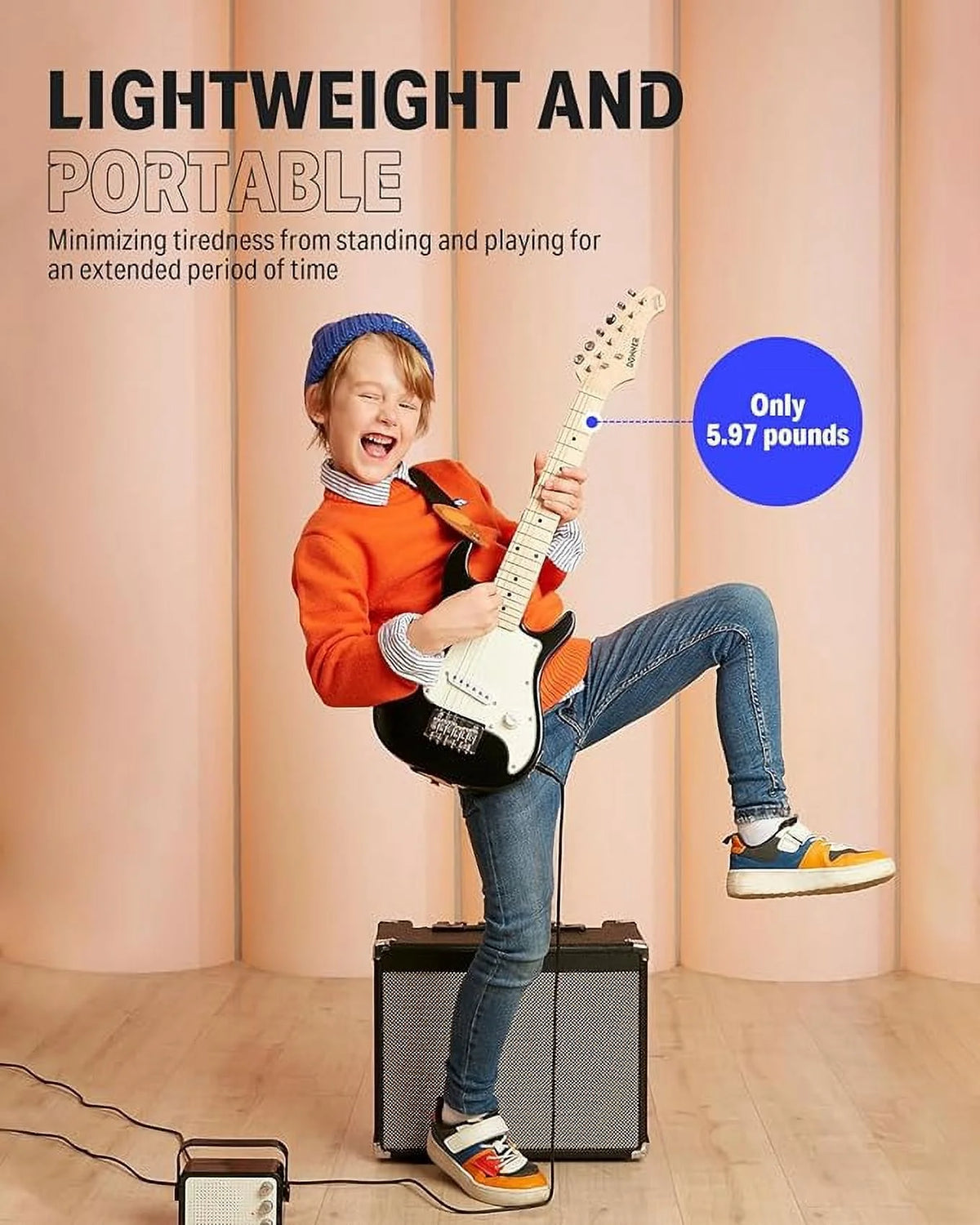 Black 30 Inch Kids Electric Guitar Kit with Amp G90930