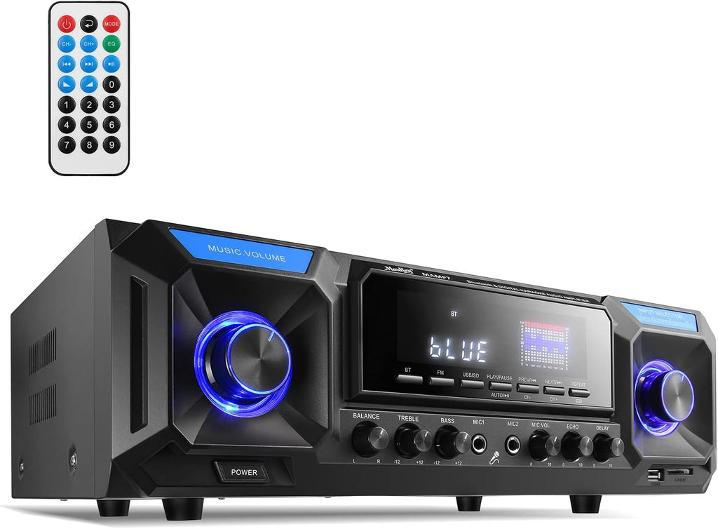 Bluetooth 5.0 330W 2 Channel Stereo Receiver with USB/SD, RCA/3.5mm AUX, LED, Remote A66479