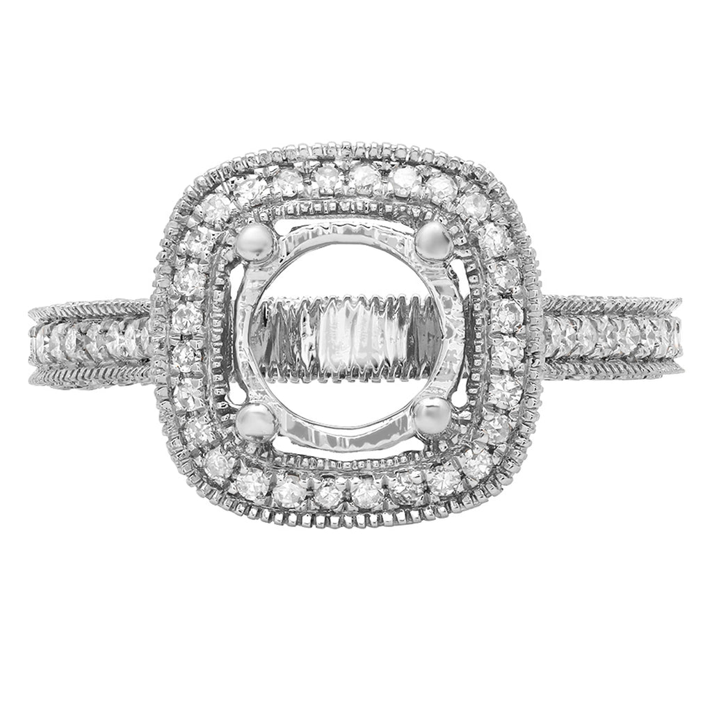 0.90 Carat 10K White Gold Round White Diamond Semi Mount Engagement Ring C679667