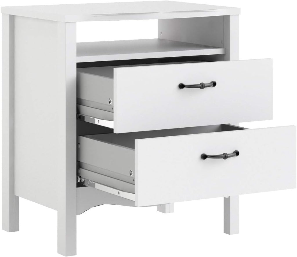 White 2 Drawer Nightstand A275