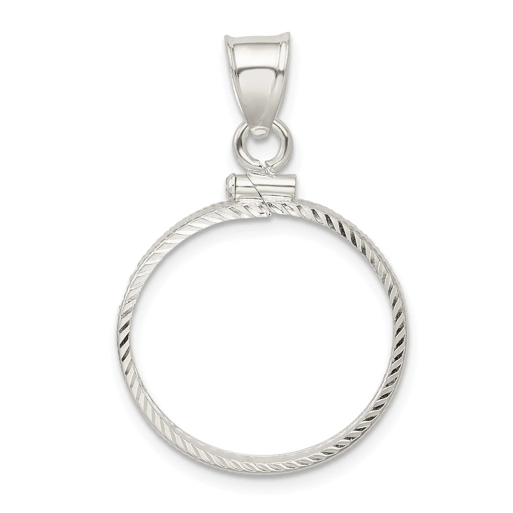 Sterling Silver Diamond Cut Coin Bezel Pendant N8403