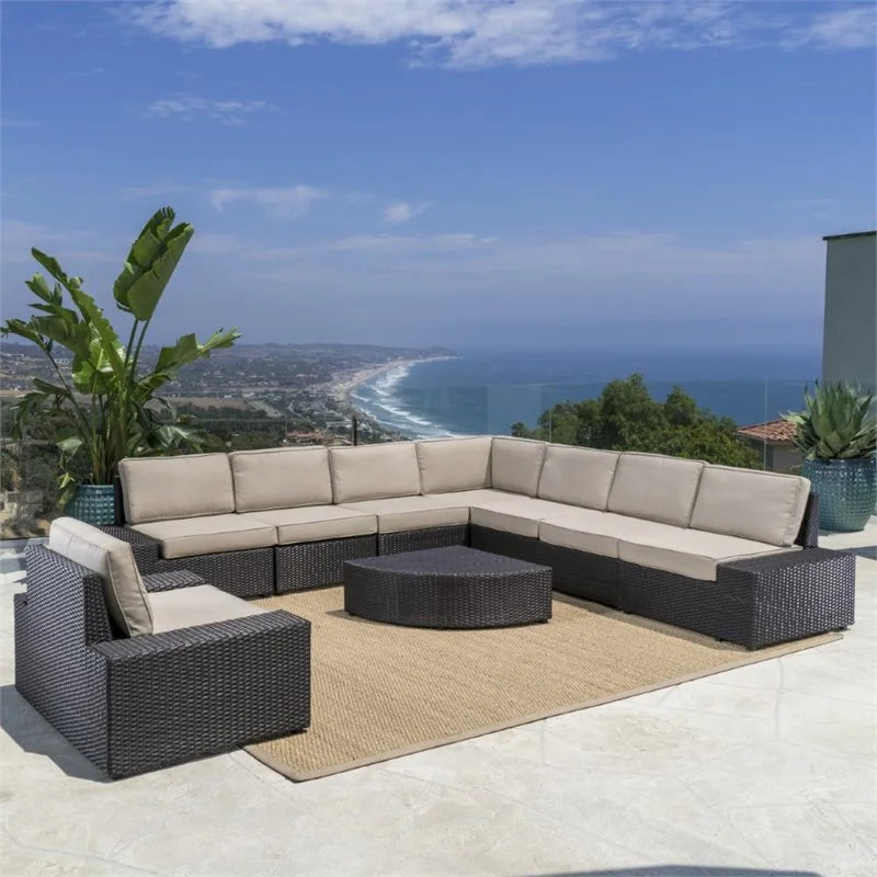 9 Piece Outdoor Wicker Sectional Sofa Set F50204