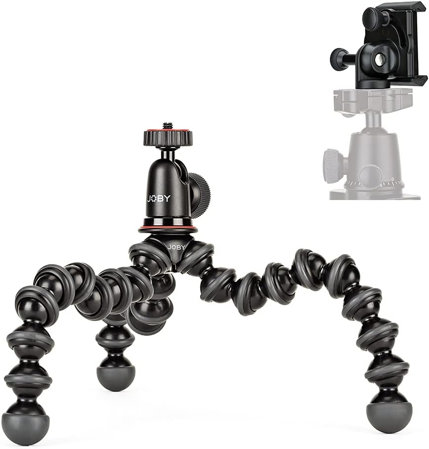 Compact Flexible Tripod 1K Stand with Locking Phone Mount, Black, Pack of 2 J5661