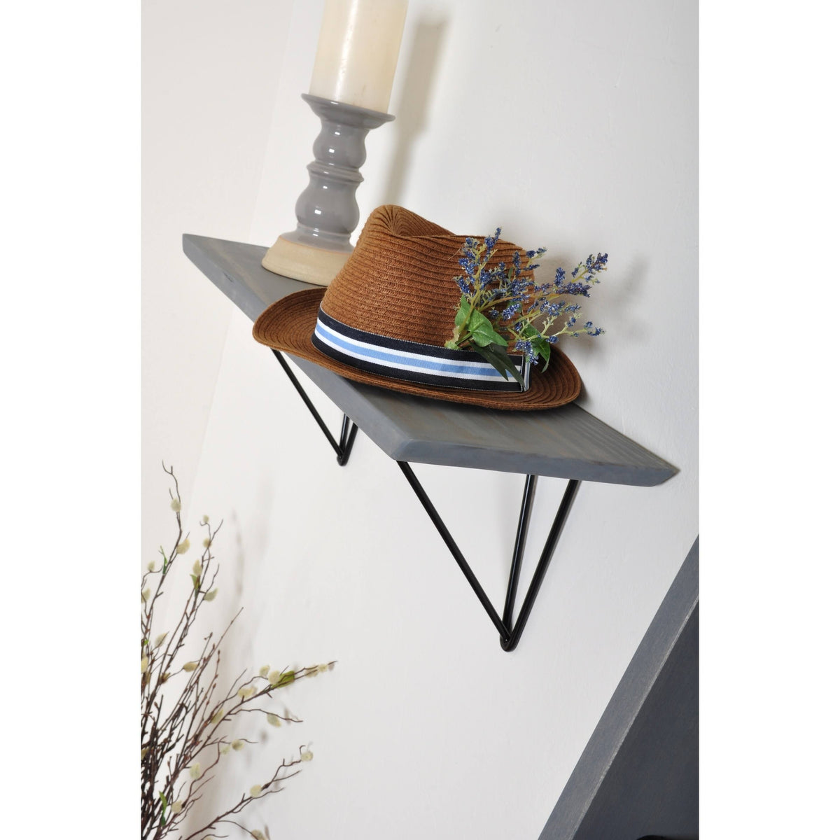 Black Wood Bracket Shelf J684