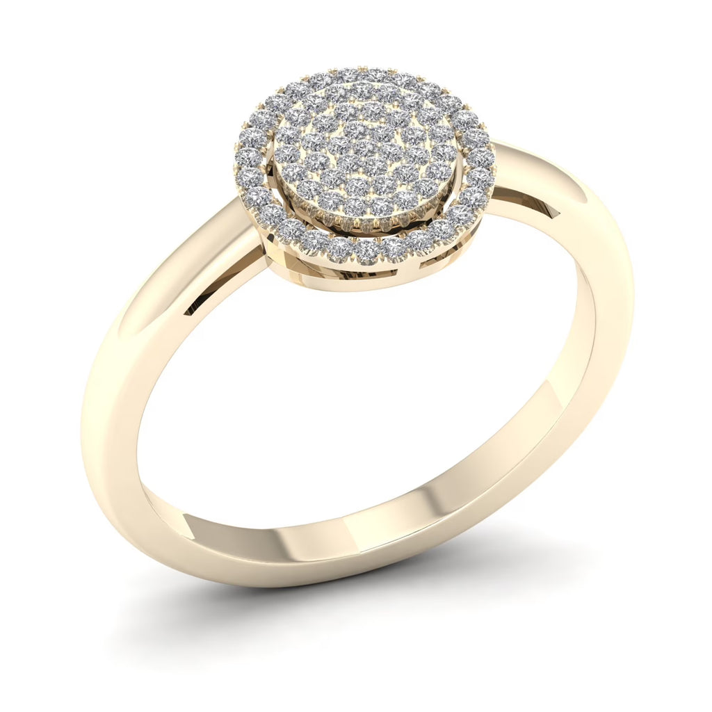 10K Yellow Gold Diamond Cluster Halo Ring U637