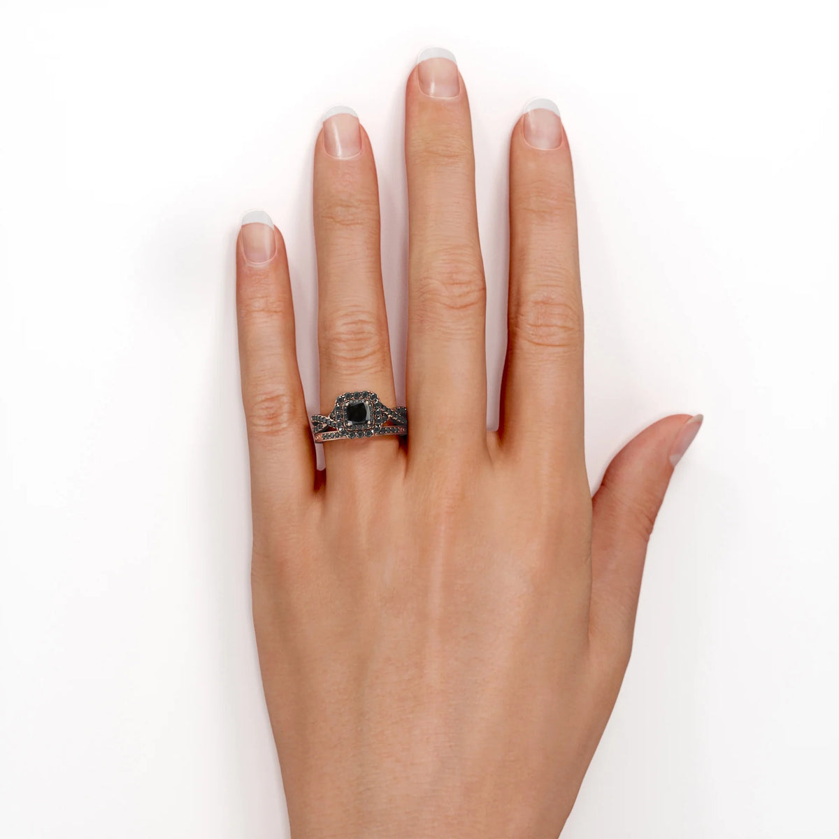 18K Rose Gold Plated Black Diamond Bridal Set N9355
