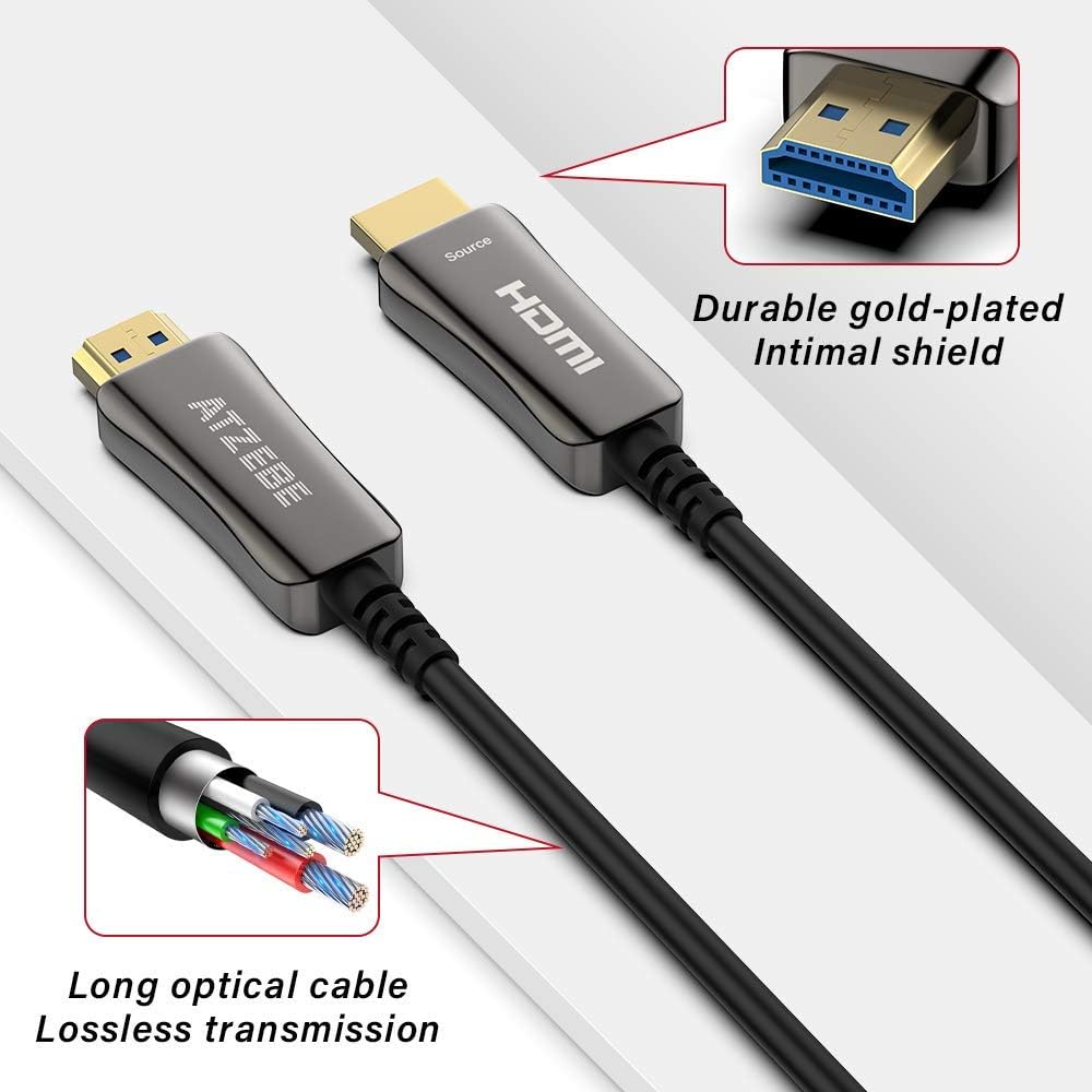 Fiber Optic HDMI Cable 6ft, Pack of 2 B176