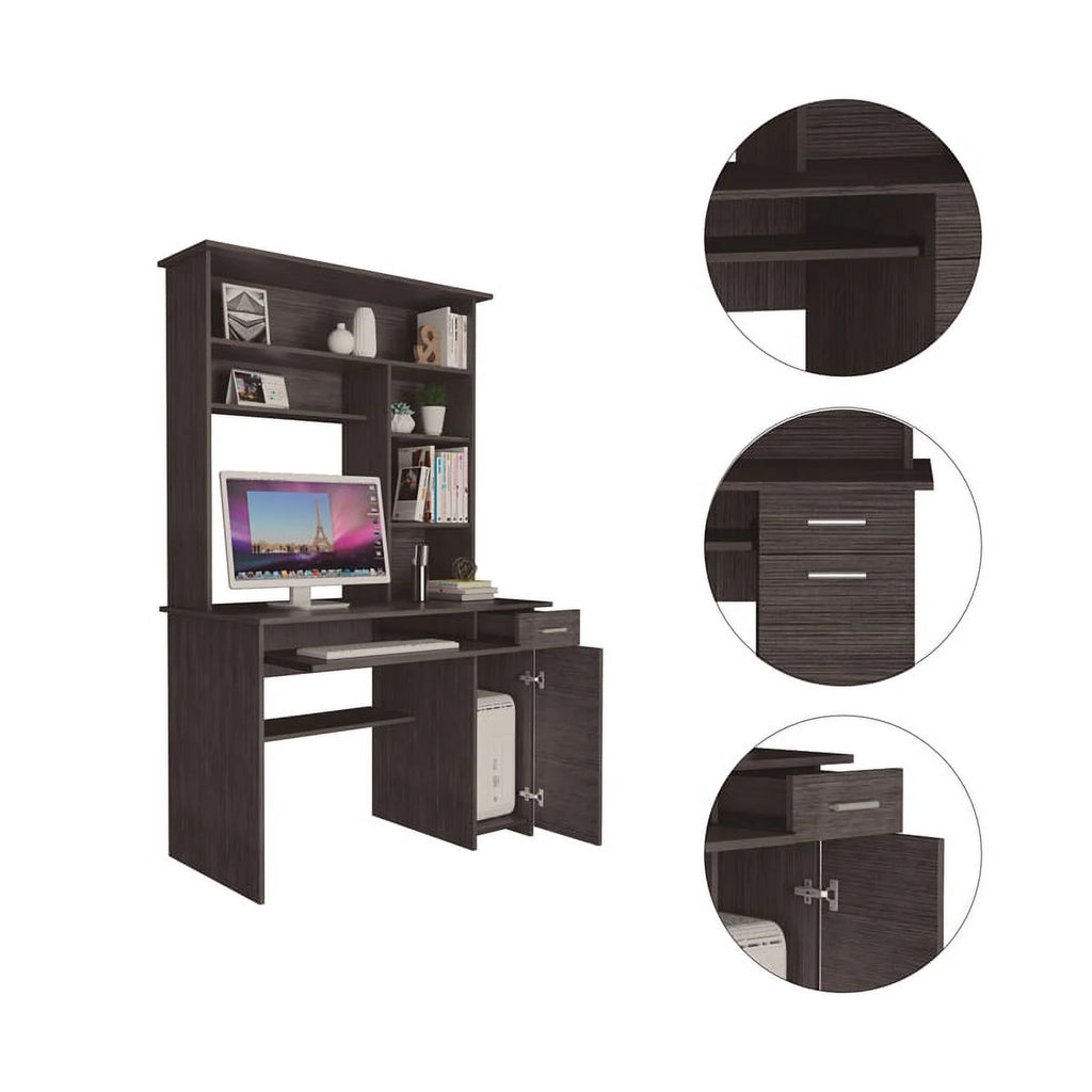 Gray Engineered Wood Hutch Desk C12484